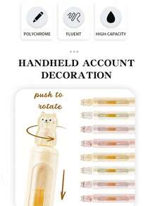 一盒4支装创意猫咪造型0.5mm速干中性笔，速干黑色墨水，轻巧塑料笔身，办公用品黑色中性笔，可爱猫咪珠光闪粉按压式中性笔，书写流畅，适用于办公、日记、猫咪爱好者礼物、新奇文具、创意设计、耐用材质，办公人员专属 - 彩色 - 查看 9