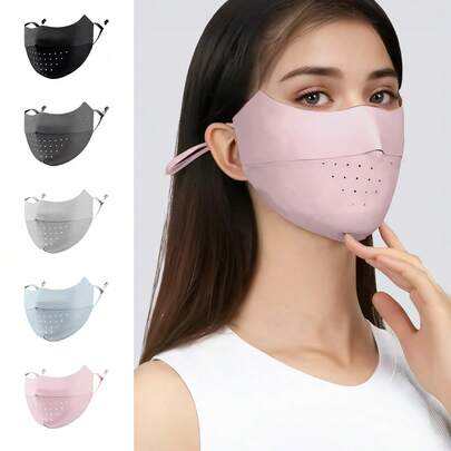 قناع وجه خارجي قابل لإعادة الاستخدام - قابل للتنفس ومريح للرجال والنساء ، تغطية كاملة لمنطقة العين والعين السفلى ، رقيق وقابل للتنفس في الصيف ، مناسب للدراجة والتنزه ، معبأ بشكل فردي