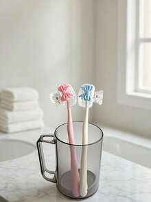 Bow Tie Toothbrush Holder - Cute Design For Travel And Home Use, Storage And Organization Box With Transparent Cover, Compact And Portable Design For Easy Carrying, Protects Toothbrush Heads, With Dual Drainage And Ventilation Holes, Suitable For Home, Dorm And Outdoor Use | Cute Toothbrush Holder, Suitable For Bathroom Storage, Suitable For Home And Dorm Use - Multicolor - View 10