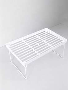 1个极简桌面收纳架，可折叠化妆品收纳架，多功能收纳架，可堆叠，便携，增加收纳空间，适用于家庭卧室、浴室、办公室、厨房，桌面整理收纳架，杂物收纳架 - 白色 - 查看 5