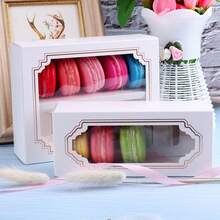 5pcs/10pcs Korean Style Gold Foil Macaron Packaging Boxes, 5/10 Drawer Style Transparent High-End Green Bean Cake, Chocolate Box, Macaron Packaging Box With Window, Simple And Elegant Baking Pastry Box - View 11