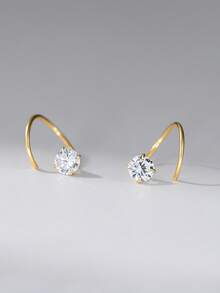 1件S925纯银极简设计单钻螺旋肚脐环 - 單隻 - 查看 4