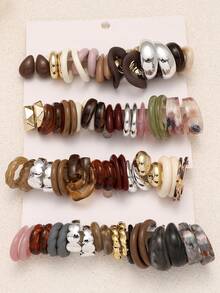 1-20对随机复古硬币、几何、夸张时尚耳环套装，盲盒组合，适合女性，母亲节、情人节、圣诞节、新年、日常佩戴 - 彩色 - 查看 3