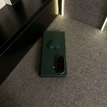 Simple Korean Style 3D Heart-Shaped Deep Green Phone Case Compatible With Samsung Galaxy Z Fold7, ZFold7, Z Fold6, ZFold 5, Zfold6, Fold4, Anti-Drop Back Cover - Dark Green - View 9