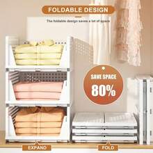 1pc Stackable Foldable Plastic Drawer Storage Basket, Suitable For Wardrobe, Kitchen Cabinet, Food Storage Room, Office, Bedroom, Bathroom, White Color, Can Store Various Items In Wardrobe And Place Light Items In Multiple Locations - White - View 5