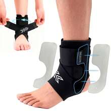 Ankle Brace With Side Stabilizing Pads - Breathable Neoprene Ankle Support For Woman And Man - Adjustable Straps Enhance Stability For Weak Ankles, Sprains, Achilles Tendonitis And Sports Injury Recovery - 黑色/藏青色 - 查看 8