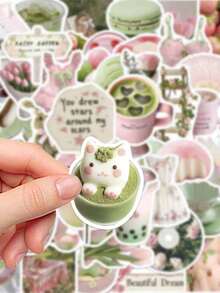 50pcs Early Summer Maiden Dream Stickers Aesthetic Vibes For Journal, Phone Case, Tablet, Water Bottle, Desk, Helmet, Bike, Luggage, Waterproof Decals - Multicolor - View 5