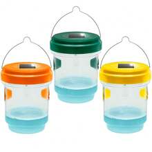 3 Reusable Wasp Traps I Hornet Traps Hanging Solar With LED Light To Attract Insects, Fly Repeller, Insect Catcher-Cozy Garden Gift - 黃色 + 橘色 + 綠色 - 查看 2