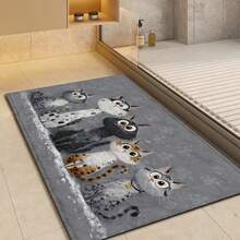 1 Confezione Zerbino antiscivolo con motivo a 5 gattini - Morbido e confortevole in materiale finto cachemire, tappetino da bagno lavabile in lavatrice, adatto per decorazione di casa, bagno, cucina e corridoio - Retro in silicone antiscivolo - Motivo a gatto su sfondo grigio - Visualizzare 2