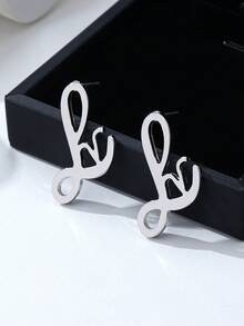 1 Pair Fashion Elegant Zinc Alloy Minimalist Letter Stud Earrings, Suitable For Women's Daily Wear And Party Gifts - Letter Earrings - View 8
