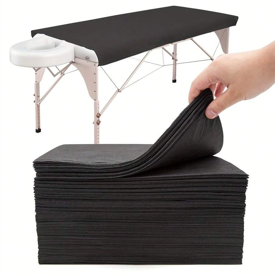 Disposable Bed Sheet Set | Black Massage SPA Bed Cover, 80 X 180cm, Disposable Bed Sheet, Beauty Bed Cover, Massage Bed Blanket, Thickened, Hygienic Protection, Beauty Care - Multicolor - View 1