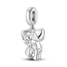 1 件装时尚锁和钥匙闪亮珠子吊坠，镀银，适合手链项链 DIY 节日礼物 - 彩色 - 查看 7