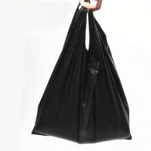 50/100/200pcs Pack Thick Black Plastic Vest Carrier Bags, Household Trash Bin Liners, Bedroom & Office Storage Bags - Trash Bag - View 4