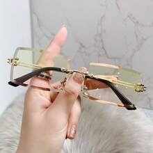 2026 New European And American Minimalist Street Style Women Frameless Rectangular Glasses, Fashionable Frameless Design - Multicolor - View 13