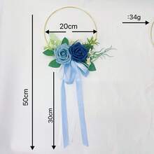 1件人造玫瑰、小麦、绿叶新娘捧花，户外婚礼新娘摄影道具，情人节婚礼派对新娘抛花，仿真玫瑰花环花卉装饰，悬挂式墙饰，婚礼派对桌面家居装饰 - 彩色 - 查看 6