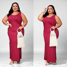 Plus Size Dresses - احمر خشبي - مشاهدة 1