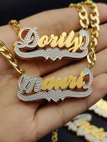 DOREMI Stainless Custom Nameplate Necklace 3D Pendant Necklace Personalized Custom Name Jewelry For /Boy Free Shipping - Style 3 - View 8