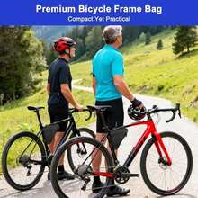 Bike Frame Bag, Premium Bike Pouch For Mountain Road Bike, Lightweight Triangle Bicycle Frame Bag (Small Black) - / - View 7