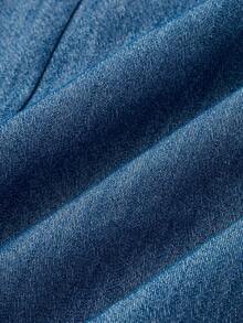 Bộ trang phục mùa hè dành cho nữ, áo vest giả denim và quần ống rộng (2 món). - Màu xanh lam - Xem 7