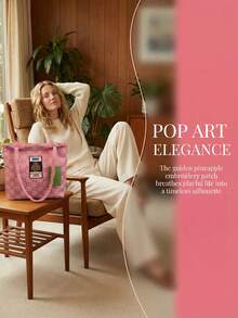 Gucci 1 chiếc túi tote dung tích lớn, túi đựng đồ di động, có màu hồng và xám, túi đựng mỹ phẩm kiểu dáng tối giản unisex. - Hồng - Xem 11