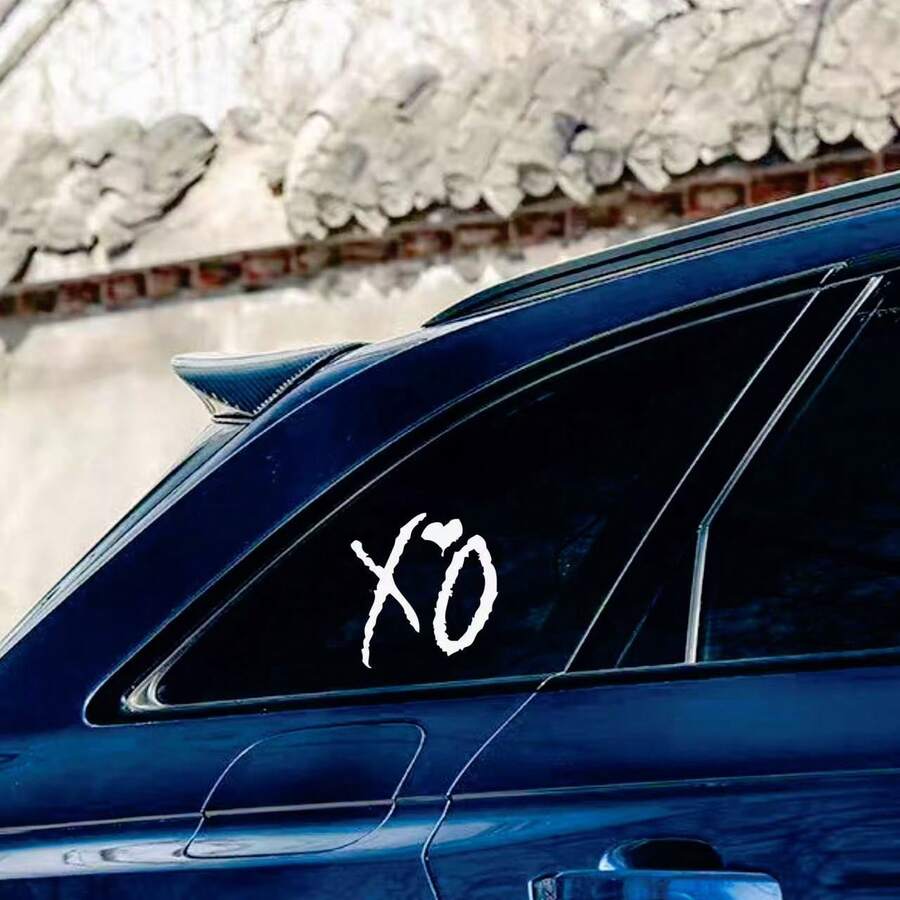 热门汽车贴纸，心形 XO 车贴，适用于后挡风玻璃、侧窗、保险杠、油箱盖，防水防晒，不留残胶 - 哦 - 查看 1