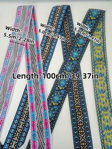 1m Length New Wide Jacquard Ribbon 5.0cm-5.5cm, Bohemian Style, Computer Jacquard Ribbon, Home Textile, Clothing, Decorative Trim, Harness, Handbag Accessories, DIY - Wide Jacquard Ribbon - View 10