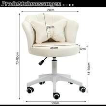 DYHOME Velvet Washbasin Stool, Home Office Chair, Ergonomic Swivel Chair, Height Adjustable - White - View 3