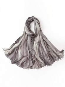 180cm X 70cm Artistic Tie-Dye Rayon Scarf - Contrasting Crinkle Texture Shawl, Breathable Non-Slip Large Women's Shawl & Versatile Summer Scarf - Multicolor - View 8