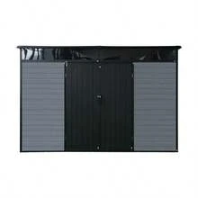 10x7ft Outdoor Resin Garden Shed With Floor And 1 Window Plastic Patio Outdoor Storage Shed With Lockable Door For Garden Tools Bicycles Trash Cans Grey+Black - 灰色+黑色+金屬+塑膠1 - 查看 10