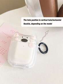 1套可爱粉色猫咪趣味动物表情猫耳耳机保护套，兼容苹果第四代、Pro 2/3蓝牙耳机软包 - 彩色 - 查看 10