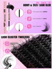 294/282 C型卷翘自然假睫毛，柔软睫毛簇，长度5-18mm，睫毛根部5-7mm，精致自然，C型卷翘，宽幅设计，DIY睫毛嫁接，单根睫毛，纤细睫毛条，适用于下睫毛 - 粉色 - 查看 8