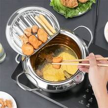 1件套日式温控不锈钢深炸锅电磁炉燃气火锅日式天妇罗多功能汤锅野餐炊具及配件 - 奶油鍋 - 查看 2