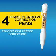 BIC Wite-Out Brand Shake 'N Squeeze Correction Pen, 8 ML Correction Fluid, 4-Count Pack Of White Correction Pens, Fast, Clean And Easy To Use Pen Office Or School Supplies - ColorA - 查看 3