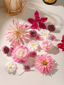 50pcs Artificial Flower Heads, Assorted Sizes, Daisy Flowers, Suitable For Wedding Crafts, Home Decor, Party Decoration - Hot Pink - View 8