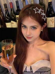 1件装女士时尚Y2K银色镂空星星水钻发箍，适合网红、日常佩戴、公主生日派对、送给女朋友的礼物，时尚单品！发箍/头饰/发圈 - 銀色 - 查看 8