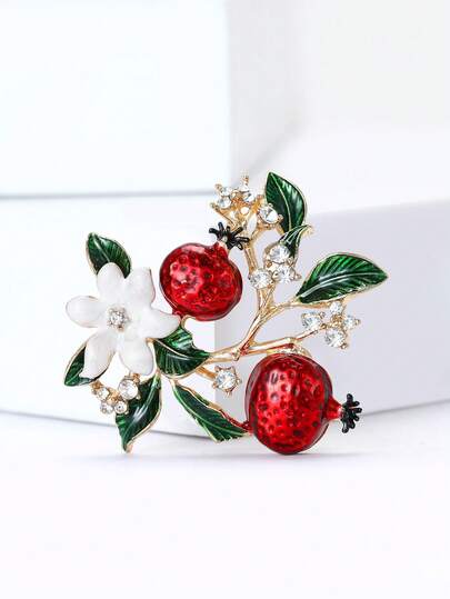 Moderiktiga emaljbroscher med granatäpple - eleganta fruktnålar för kvinnor unisex casual festsmycken accessoarer / gåvor för vänner märken dekoration