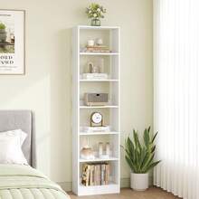 HaluPeit Bibliothèque, Étagère de Rangement, Meuble, Cube, pour Salon, Bureau, Chambre, Style Scandinave, 24 x 50 x 183 cm, Blanc - Blanc - Voir 1