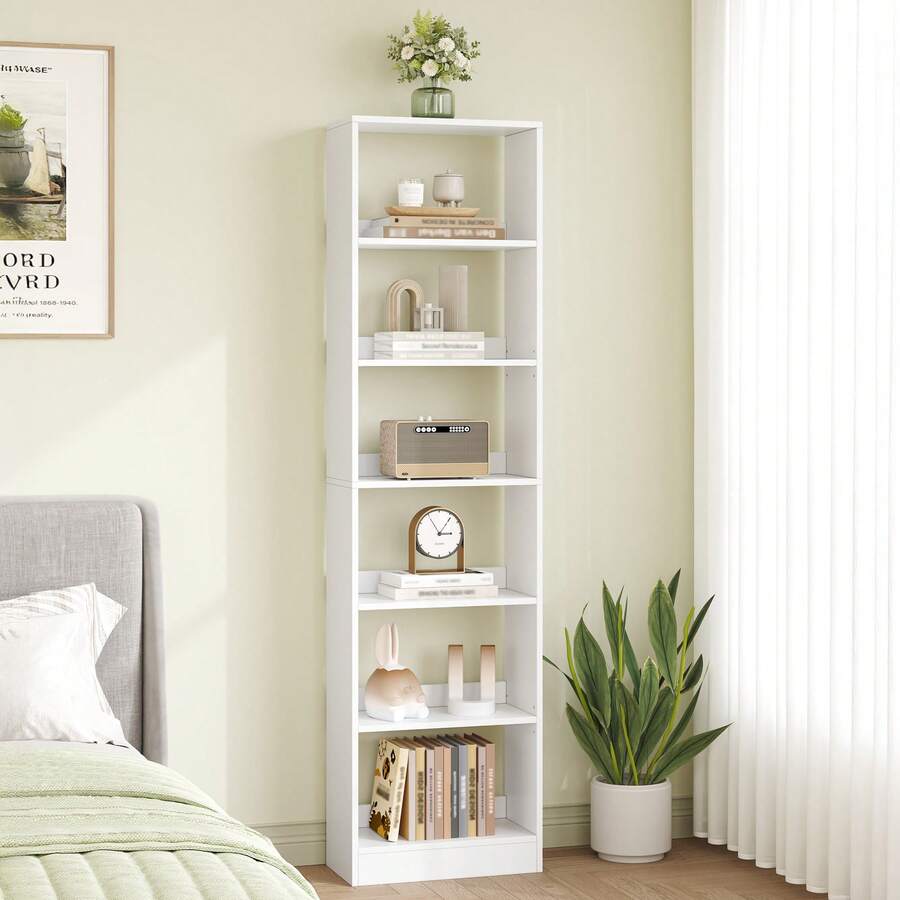 HaluPeit Bibliothèque, Étagère de Rangement, Meuble, Cube, pour Salon, Bureau, Chambre, Style Scandinave, 24 x 50 x 183 cm, Blanc - Blanc - Voir 1
