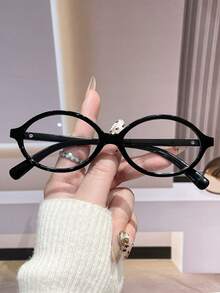 1副方形镜框Y2K透明镜片眼镜，男女通用 - 黑色 - 查看 2