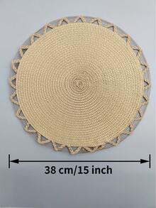 15-Inch Round Woven Bohemian Style Placemat, Pot Pad, Heat-Resistant Dining Table Mat, Suitable For Kitchen And Dining Room, Can Be Used As Wedding Tablecloth, Wedding Decor, Home Decor, Room Decor, Suitable For Wedding Party, Birthday Party, Family Gathering, Restaurant Decor, Room Decor - Multicolor - View 2