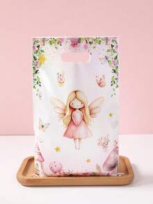 10/25/50 buc Pungi de cadou din plastic cu model floral cu zâne, Pungi de cadou cu tematică de zâne, Ambalaje pentru cadouri de ziua de naștere, Pungi de bomboane pentru mirese și mirese, Pungi de cadouri pentru petreceri baby shower, Ambalaje pentru bucătărie, Pungi de cadouri de ziua de naștere, Pungi pentru favoruri de petrecere - Baby Pink - Vizualizare 3