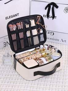 New Arrival Large Capacity Portable PU Cosmetic Bag, Sectioned Travel Toiletry Organizer, Small Handheld Cosmetic Case - Multicolor - View 2