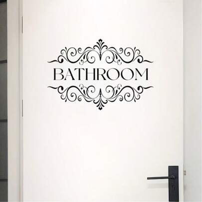 1/2pcs Elegant And Stylish Bathroom And Toilet Door Stickers, Removable Self-Adhesive Waterproof Vinyl Decals, Suitable For Smooth Wooden Surfaces And Home Bathroom Decoration.