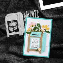 Creative Mailbox And Flower Dies, DIY Scrapbooking Album And Embossing Stencil, Greeting Card Making Tool, Card Paper Cutting Crafts ,Gift Card Making Template Die Cuts. - Silver - View 6