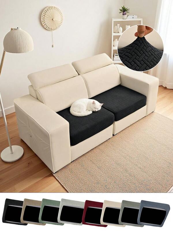 1pc Striped Sofa Seat Cushion Cover, Suitable For All Seasons, Modern Minimalist Elastic Sofa Pad Cover, Scratch-Resistant, Anti-Slip, Dust-Proof, Washable, Applicable For Living Room, Bedroom, Study, Light Gray, Dark Gray