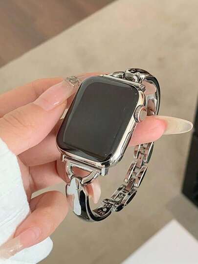 1 szt. damski luksusowy pasek do zegarka ze stali nierdzewnej, kompatybilny z Apple Watch 38 mm 40 mm 41 mm 42 mm 44 mm 45 mm 46 mm 49 mm, modny duży pasek typu T, kompatybilny z Apple Watch Series 11 SE3 10 9 8 7 6 5 4 3 2 1 Ultra 3/2/1, pasek do smartwatcha, akcesoria do zegarków, elegancki pasek zamienny, odpowiedni do codziennego noszenia, doskonały prezent na Boże Narodzenie