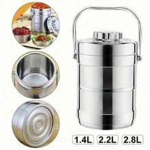 Portable Creative Lunch Box Vacuum Stainless Steel Double Layers Insulation Thermal Lunch Box Food Storage Container - Silver - View 9