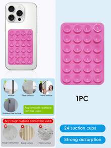 48个双面吸盘手机支架，每面24个吸盘。可拆卸，防水，360°旋转。适用于浴室墙壁、玻璃镜、梳妆台等光滑表面，不适用于粗糙墙面。兼容所有智能手机和平板电脑，包括安卓手机。是送给家人和朋友的绝佳生日礼物，也是一款实用的手机配件支架。 - 彩色 - 查看 16