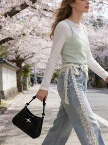 Original Design Crescent Moon Bag, New Summer Arrival, Niche High-End Underarm/Shoulder Handbag - Black - View 5