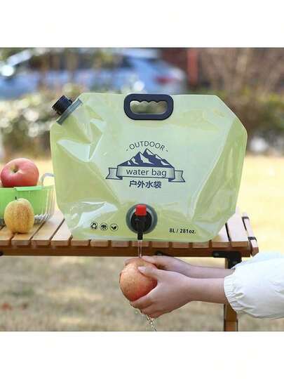 1pc Portable Outdoor Camping Water Bag, Foldable Plastic Soft Water Container Large Capacity Handbag For Hiking, Travel